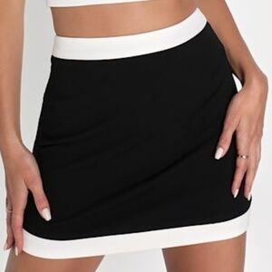Lulus Totally Sensational Black Color Block Bodycon Mini Skirt - Size S